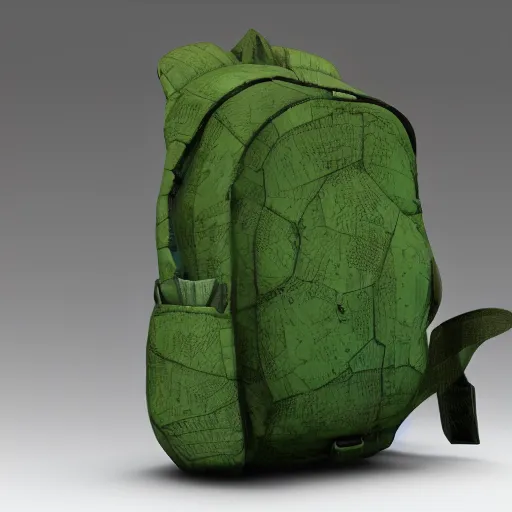 Image similar to A green backpack with muscular human limbs smiling, studio lighting, 8k, trending on artstation