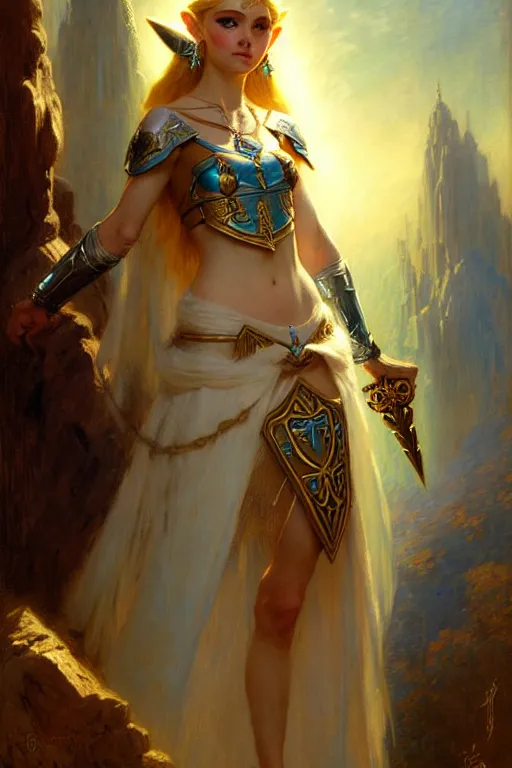 Prompt: princess zelda by gaston bussiere bayard wu, greg rutkowski, giger, maxim verehin