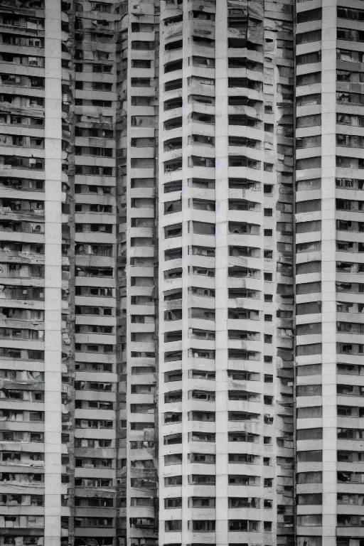 Prompt: a brutalist tower block, black and white photo, 8 k, high quality