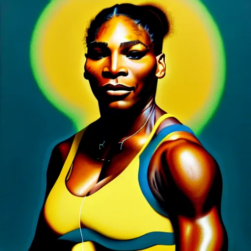 Image similar to serena williams portrait painting kehinde wiley