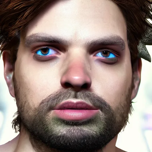 Image similar to a digital art close up portrait of pale sebastian stan as ancient druid mage from warhammer, old nature mage with long beard character sheet, 4 k, ultra detail, volumetric lighting, unreal engine, octane render