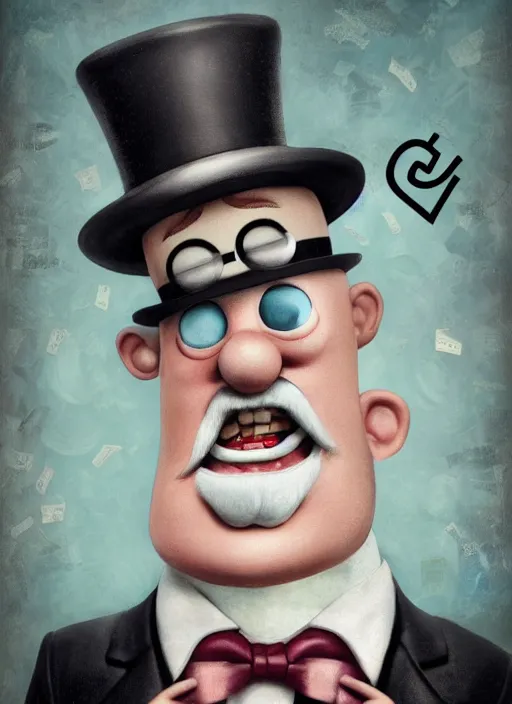 Image similar to closeup portrait of monopoly man as a biblical angle, depth of field, zeiss lens, detailed, symmetrical, centered, fashion photoshoot, by nicoletta ceccoli, mark ryden, lostfish, breathtaking, 8 k resolution, extremely detailed, beautiful, establishing shot, artistic, hyperrealistic, octane render