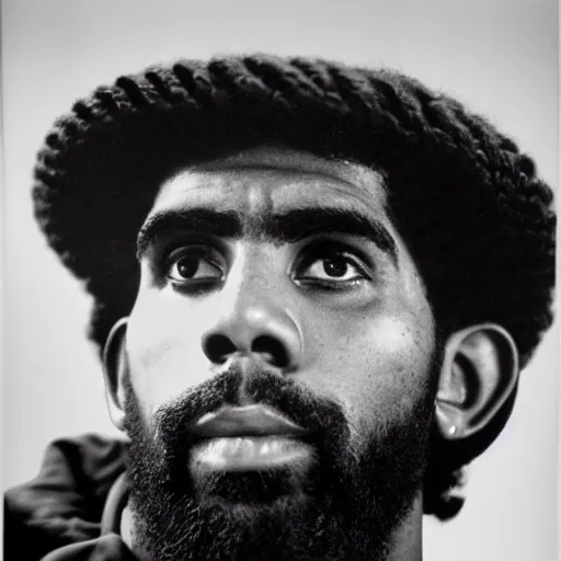 Image similar to Portrait of Kyrie Irving, Kyrie Irving as Che Guevara, Guerilla Heroico, Black and White, Photograph by Alberto Korda, inspiring, dignifying, national archives