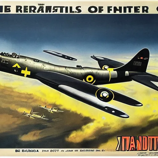 Image similar to yellow and black painted b 2 9 bomber dropping bombs, ww 2 propaganda poster, highly detailed, no text