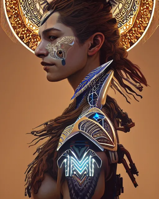 Image similar to symmetry!! portrait of a machine from horizon zero dawn, machine face, decorated with egyptian motifs, intricate, elegant, highly detailed, digital painting, artstation, concept art, smooth, sharp focus, illustration, art by artgerm and greg rutkowski and alphonse mucha, 8 k