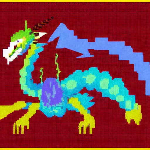 Prompt: low resolution pixel art of a dragon, simple, digital art