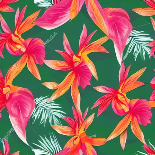 Image similar to exquisite fresh tropical print with beautiful and high resolution elements developed into seamless patterns