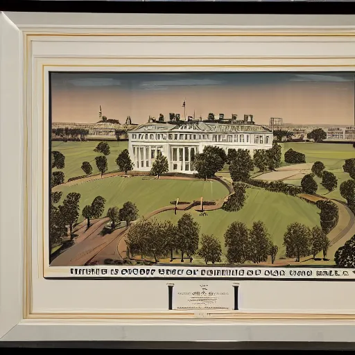 Prompt: richard d james poster on the wall of the white house