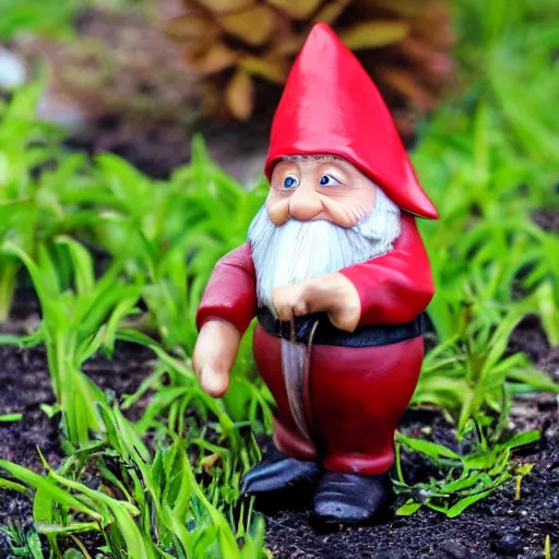 Image similar to Gnome George Floyd steals a car in my yard, high detail photo