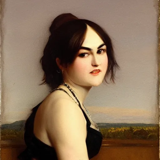 Prompt: sasha grey in an 1 8 5 5 painting by elisabeth jerichau - baumann. painting, oil on canvas