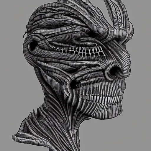 Prompt: optical illusion in the style of h.r. giger