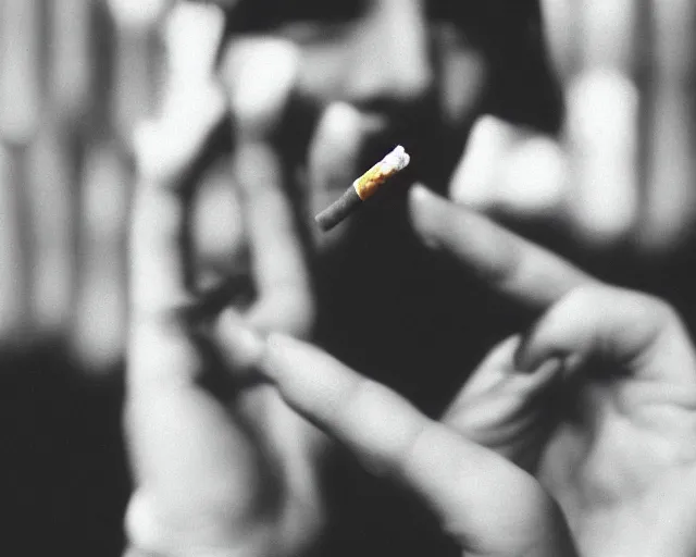 Image similar to a lomographic photo of woman hand with cigarette