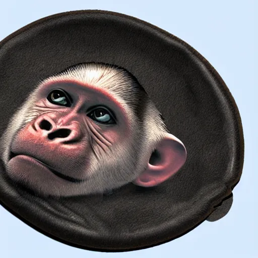 cursed hyper realistic monkey staring side eye