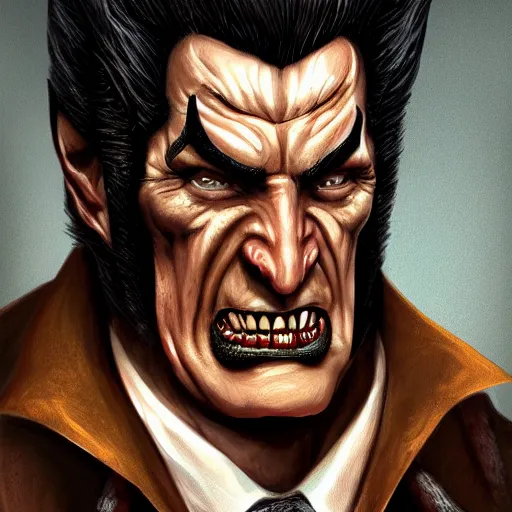 Image similar to portrait of trump dracula, wolverine, intricate, elegant, highly detailed, centered, grungy, digital painting, artstation, concept art, smooth, sharp focus, boris vallejo