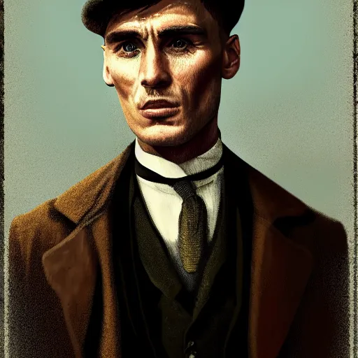 Prompt: a portrait of thomas shelby from the peaky blinders in front of atlantis, in the style of Benjamin Bader, sharp, highly detailed, realistic face, digital art, epic, fantasy, artstation