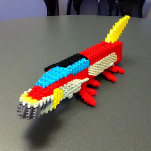 Prompt: shark made out of lego blocks, highly detailed, meticulous