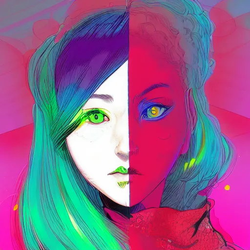 Image similar to a portrait of a girl, hiroyuki takahashi color scheme