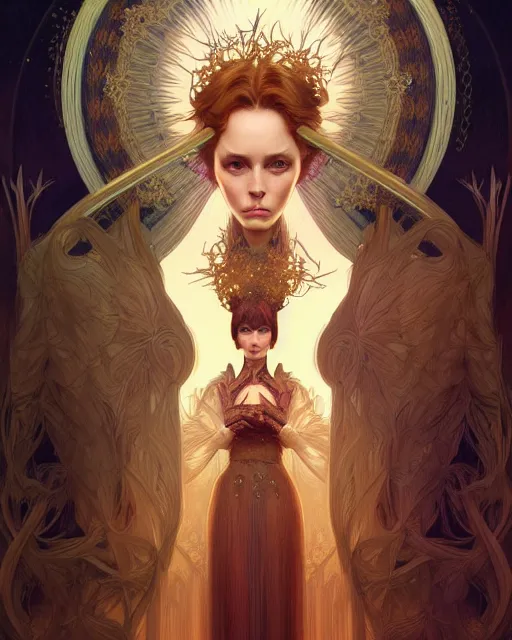 Image similar to symmetry portrait of welsh brunette princess, glam, shadowfire, forest background, intricate, elegant, highly detailed, digital painting, artstation, concept art, smooth, sharp focus, illustration, art by artgerm and greg rutkowski and fra angelico and alphons mucha