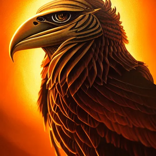 Image similar to Majestic gracious Horus portrait, atmospheric lighting, painted, intricate, volumetric lighting, beautiful, rich deep colours masterpiece, golden hour, sharp focus, ultra detailed, by Leesha Hannigan, Ross Tran, Thierry Doizon, Kai Carpenter, Ignacio Fernández Ríos