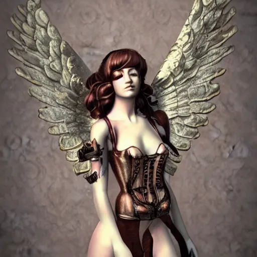 Image similar to a steampunk angel, photorealistic.