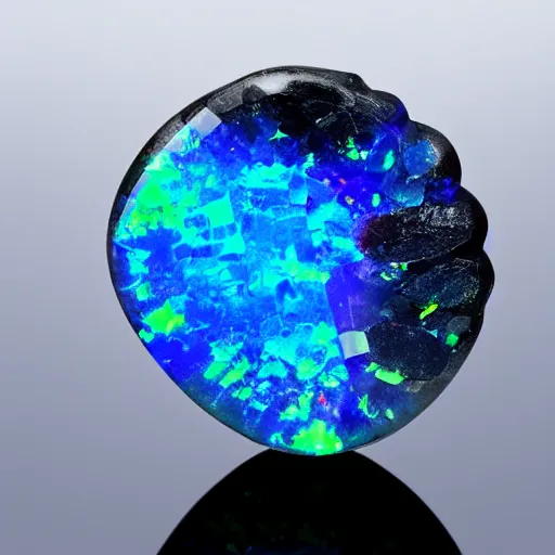 Image similar to a giant gemstone mineral with dark background. Opal gemstone in a perfect cylinder shape, professional digital matte painting.