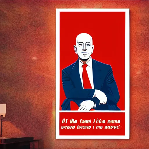 Prompt: jeff bezos, communist propaganda poster style, digital art, 8K HD