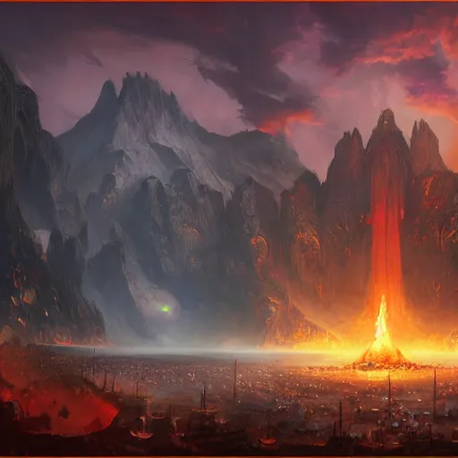 Prompt: A matte painting of Chandra Nalaar, Magic the Gathering art, art by greg rutkowski