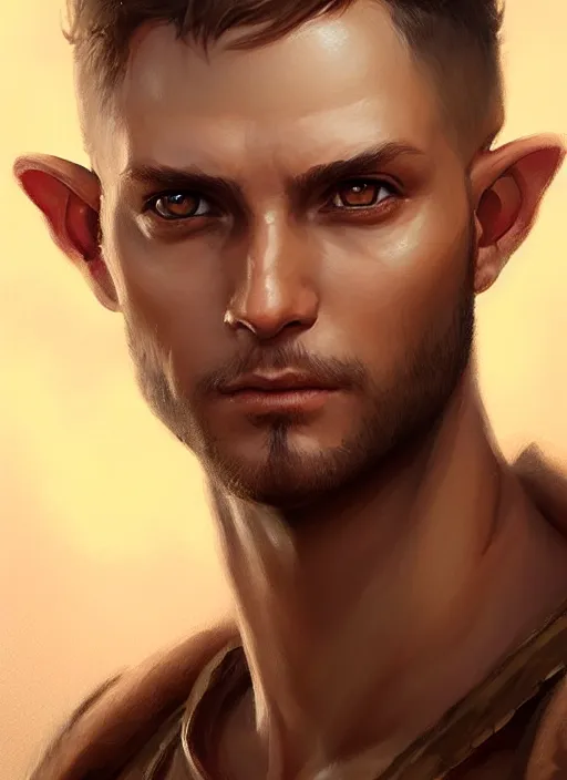 Image similar to a _ fantasy _ style _ portrait _ painting _ of light brown male short hair defined face big ears, rpg dnd oil _ painting _ unreal _ 5 _ daz. _ rpg _ portrait _ extremely _ detailed _ artgerm _ greg _ rutkowski _ greg