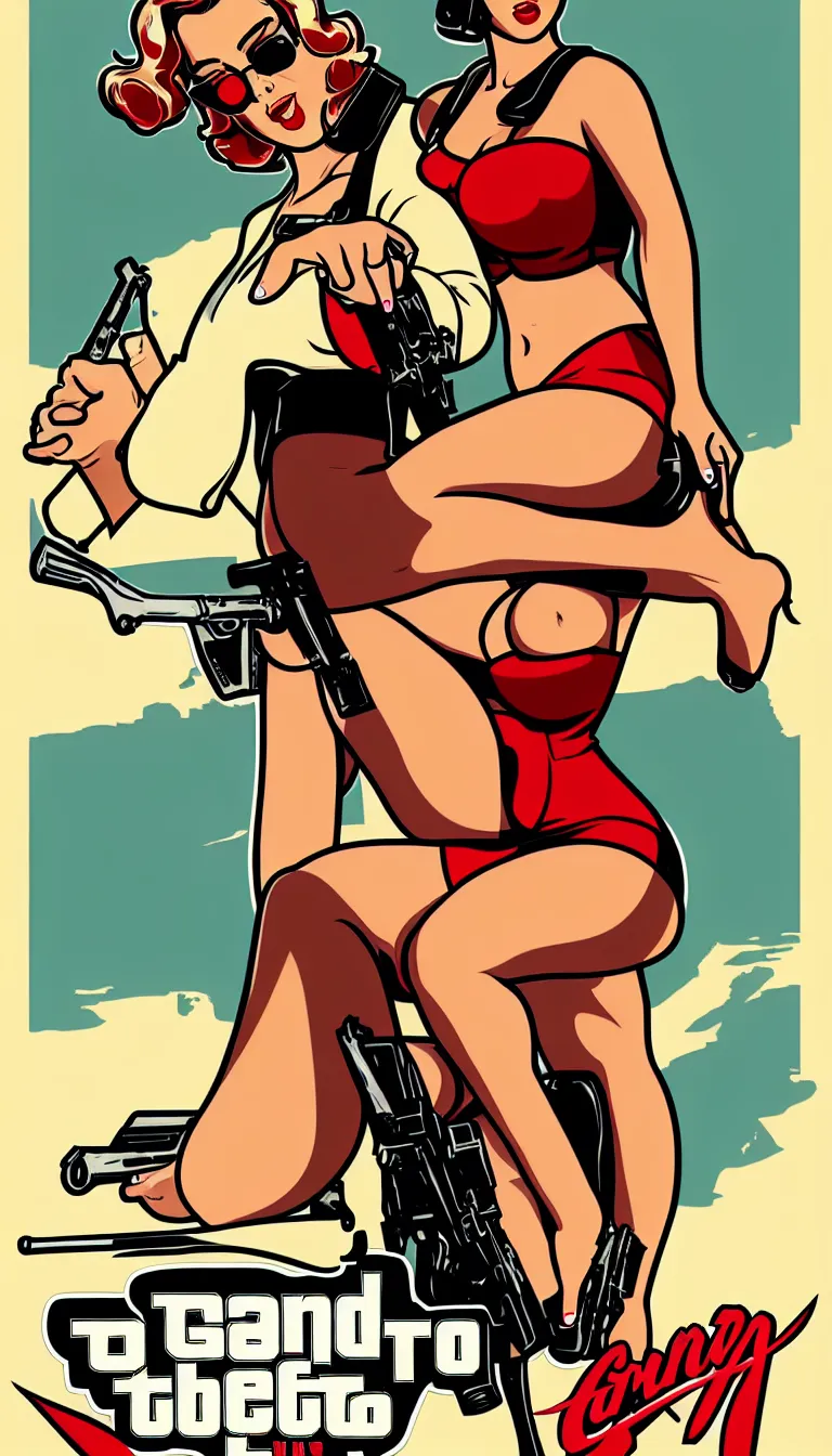 Image similar to pinup gta poster woman