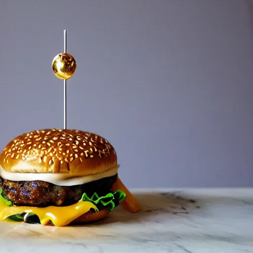 Prompt: a golden burger