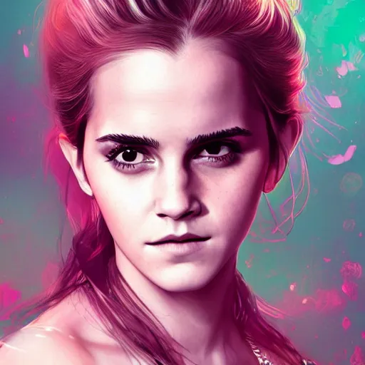 Prompt: Highly detailed portrait of Emma Watson as Blackpink. Medium shot, trend on artstation, WLOP, 4k, James Jean, Rossdraws, Yoshitaka Amano, digital art