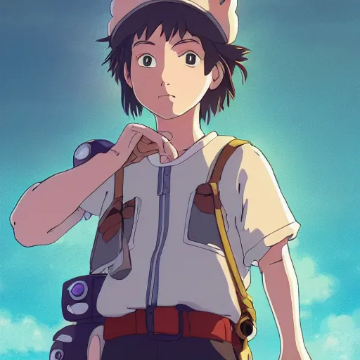 Prompt: friendly kid and small creature, character portrait face made in Studio Ghibli artstyle ,highly detailed art, beautiful scene, sharp focus, smooth, 8k, anime art, fantasy, style in ghibli anime, smooth, sharp focus