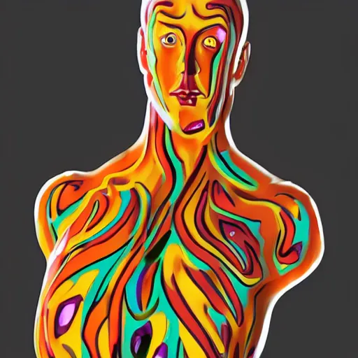 Image similar to seinfeld body paint human form detailed photography vector cutout zbrush