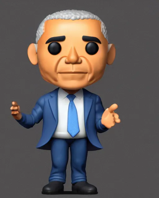 Image similar to full body 3d render of Barack Obama as a funko pop, studio lighting, white background, blender, trending on artstation, 8k, highly detailed