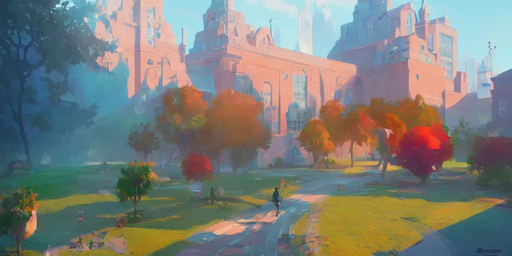 Prompt: an art museum, best on artstation, colorful sylvain sarrailh concept art, by peter chan, pixar movie