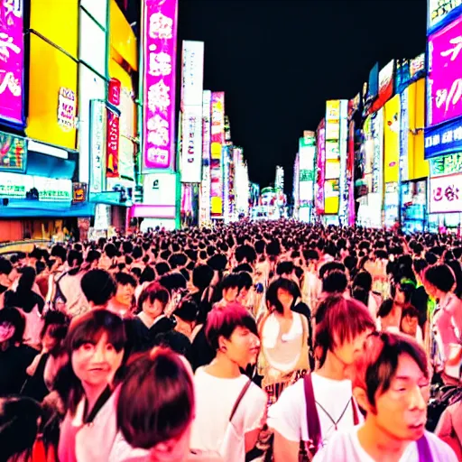 Prompt: a music festival in neon streets of tokyo