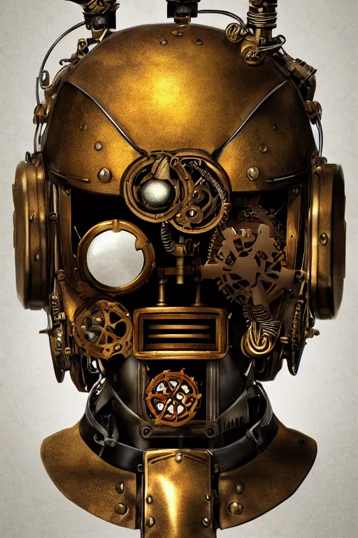 Image similar to steampunk helmet fantasy art mask robot ninja stylized digital illustration sharp focus, elegant intricate digital painting artstation concept art global illumination ray tracing advanced technology chaykin howard and campionpascale and cooke darwyn and davis jack