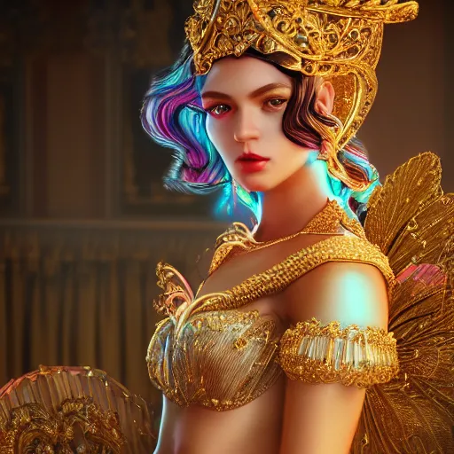 Prompt: portrait of princess, beautiful, attractive, glowing, ornate and intricate, jaw dropping, dynamic lighting, colorful, fairy tale, intricate and detailed, 4 k octane render,, gorgeous