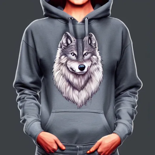 Prompt: anthropomorphic wolf female fursona wearing casual stylish clothes hoodie at a hipster coffee shop, highly detailed, artgerm style, artstation, soft light, sharp focus, illustration, character design