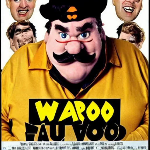 Image similar to live-action-Wario-hollywood movie casting, played by John Candy, posing for poster photography