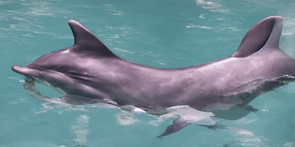 Image similar to photo of Yakuza dolphin in a onsen smoking a cigar