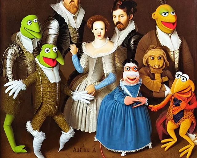 Image similar to a 1 6 0 0 s portrait of the muppets