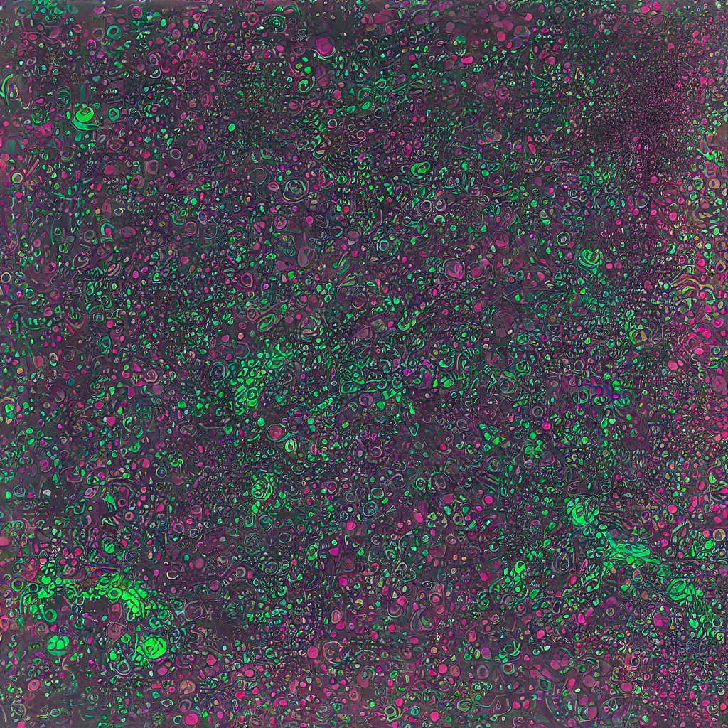 Prompt: big toad, glitches, shapes, artwork, abstract, acrylic, oil, clay, lines, vektroid, dots, drips, spots, tears, leaks, glitch, pixels, geometry, data, datamosh, data, motherboard, minimal, vinyl, binary, code, cybernetic, painting, dark, eerie, cyber