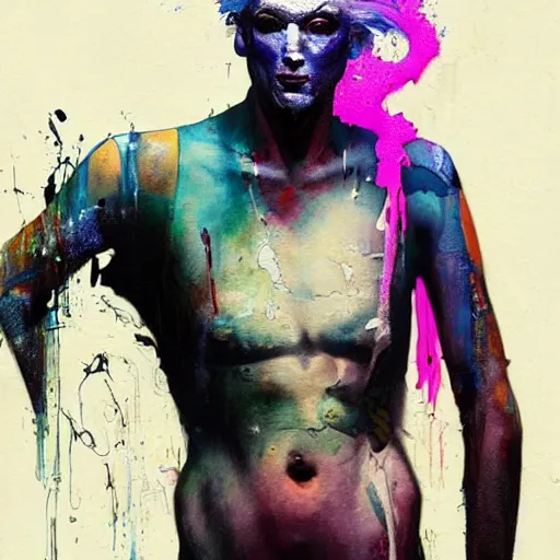 Prompt: mister clean as delirium from sandman, ( hallucinating colorful soap bubbles ), by jeremy mann, by sandra chevrier, by dave mckean and richard avedon and maciej kuciara, 8 0's, punk rock, tank girl, high detailed, 8 k