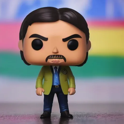 Image similar to jair bolsonaro as funko pop toy, 4 k, very detailed face,