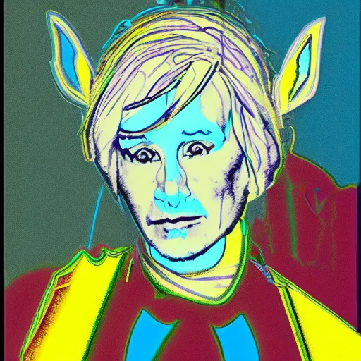 Prompt: concept character, display non - euclidean architecture to a elven and the eye by andy warhol breaking orbit to basin