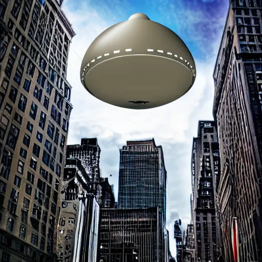 Prompt: a UFO in New York, photo taken with a smartphone