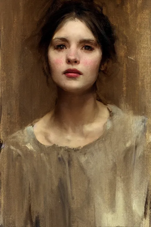 Prompt: Richard Schmid and Jeremy Lipking and Antonio Rotta full length portrait painting of a young beautiful traditonal bible character woman