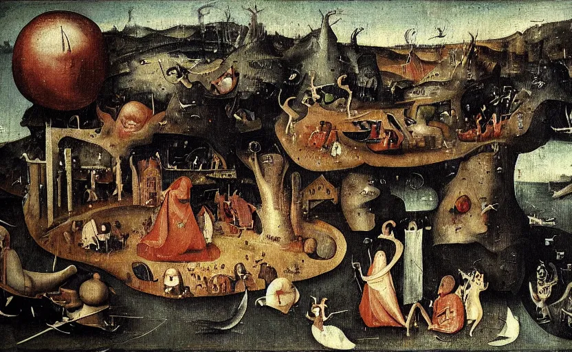 Image similar to among us video game in the style of hieronymous bosch, imposters, sus, amogus