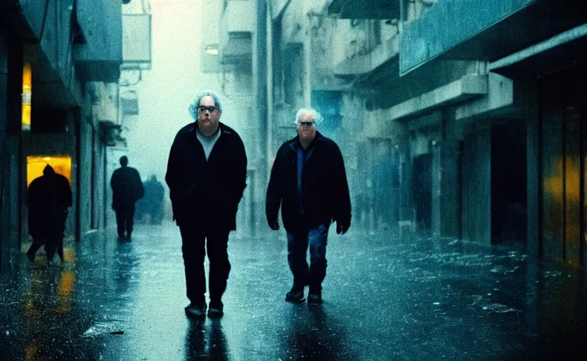 Prompt: cinestill 5 0 d candid photographic portrait by david cronenberg of todd solondz walking the streets of tel aviv, modern cyberpunk moody emotional cinematic, closeup, pouring rain menacing lights shadows, 8 k, hd, high resolution, 3 5 mm, f / 3 2, ultra realistic faces, ex machina